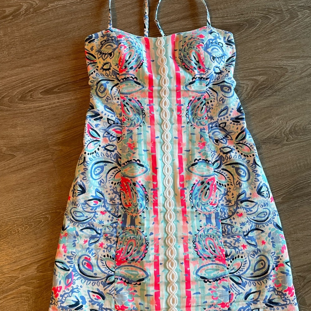 Lilly pullitzer pink and blue dress shelli shift dress